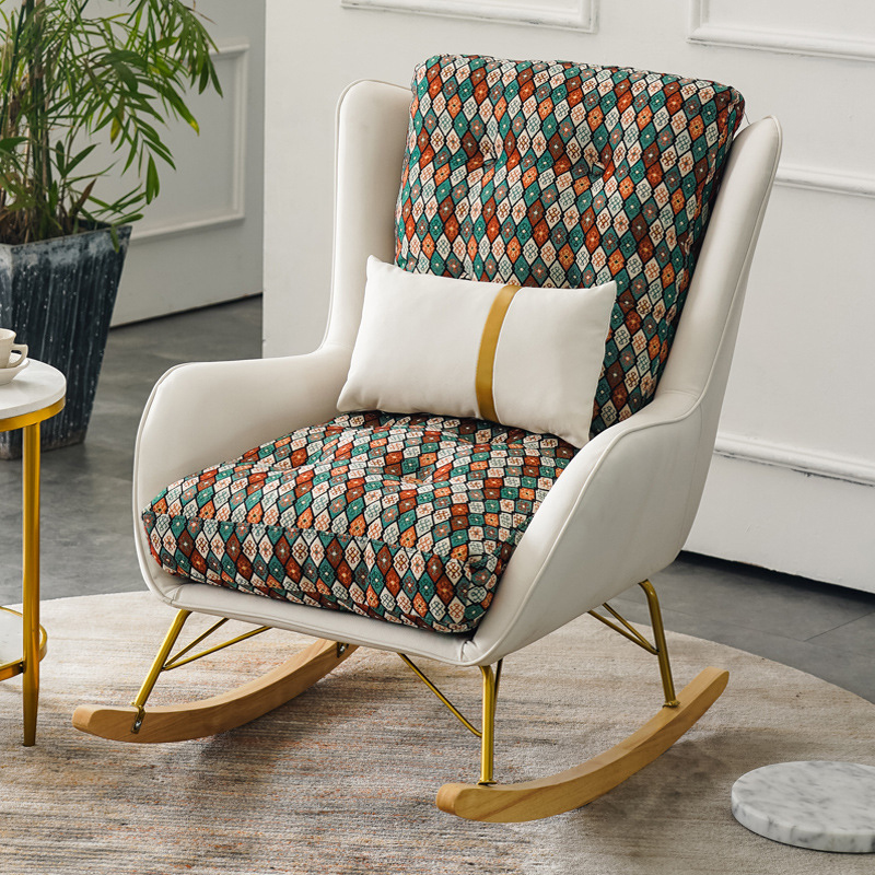 Ergonomic Stationary Round Arm Living Spaces Rocking Chair with Rear, Winged-back Chair - image 7