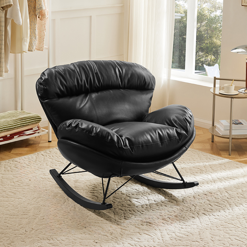 Simple Upholstered Rocking Chair with Padded Comfort - image 3