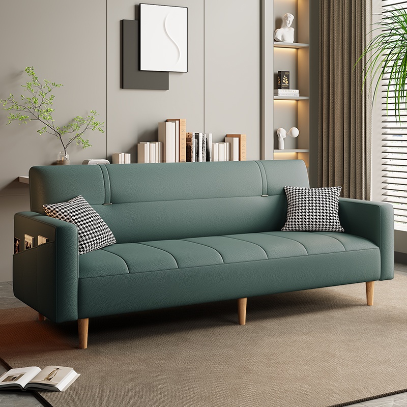 Trendy Scratch-immune Convertible Sofa in Light Gray/Light Blue/Olive Green with Arm, 4-seater/2 People/Seats 3, Receptacle Storage, and 2 Pillows - image 3