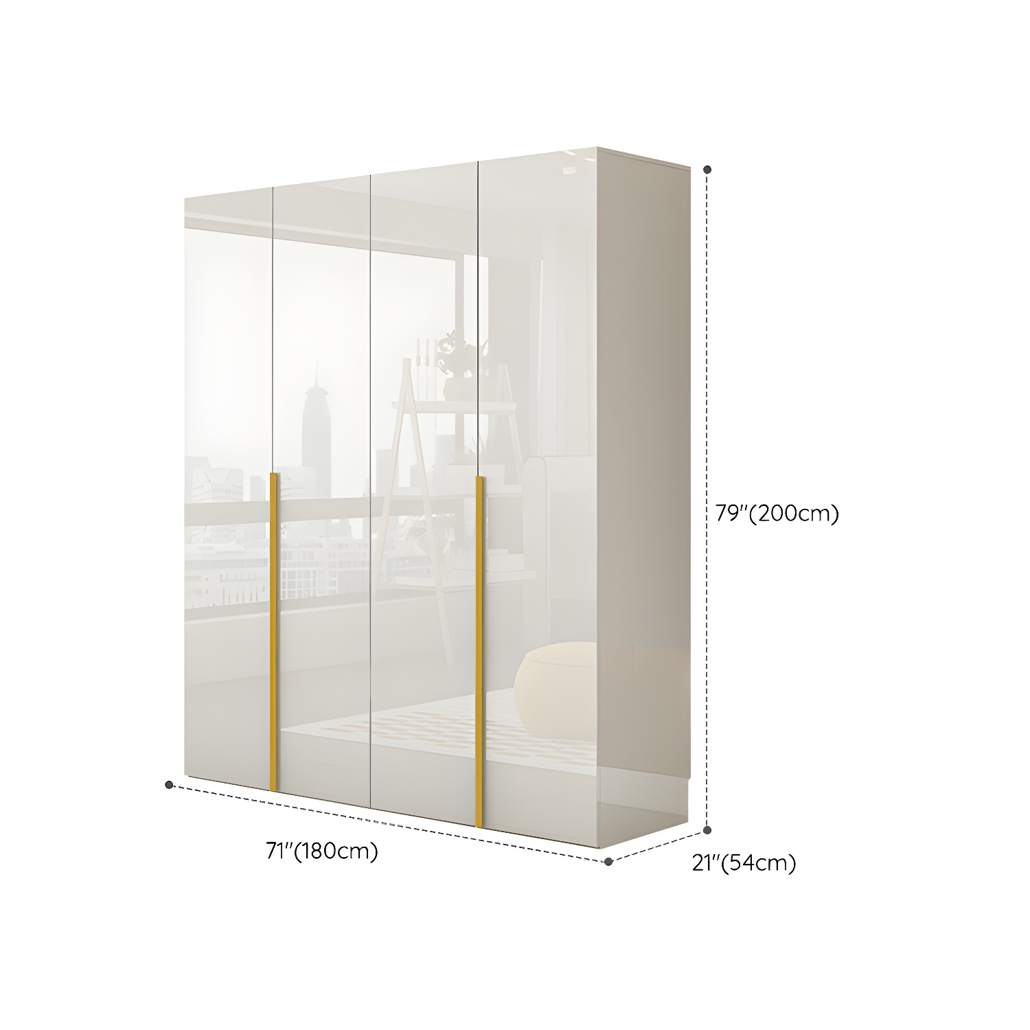 White Modern Style Wardrobe Cabinet Engineered Wood with Garment Rod - image 16