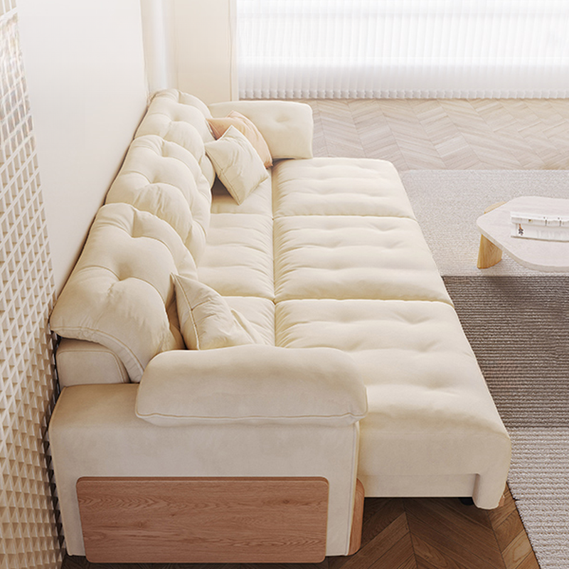 Modish Solid Color Scratch-durable Standard Sofa/Single Sofa in Off-White, Seats 4/2-seater/3 with 2 Pillows
