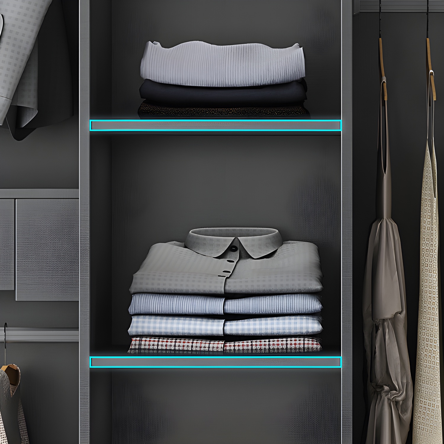 Black Wardrobe Armoire with Garment Rod Wood Wardrobe Closet - image 4