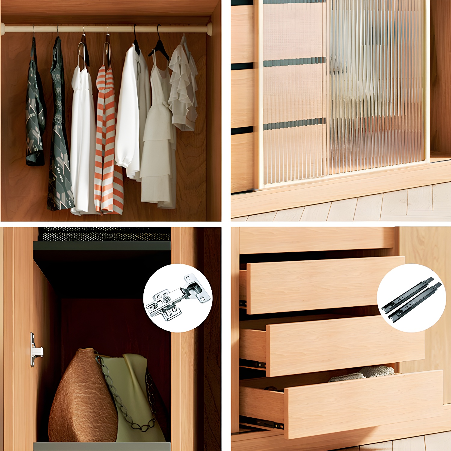 Engineered Wood Wardrobe Armoire with Drawer Modern Wardrobe Closet - image 7