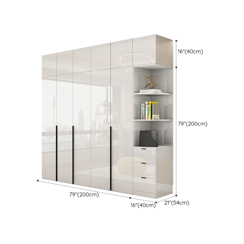 Solid Wood White Wardrobe Armoire with Drawers, Clothing Rod, and Shelves - image 33