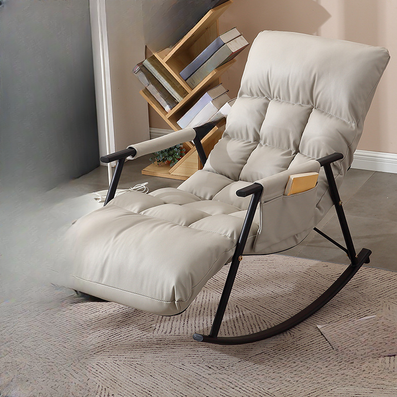 Butter Color/Azure/Olive Green Ergonomic Rocking Chair Couch with Rear Back, Stationary