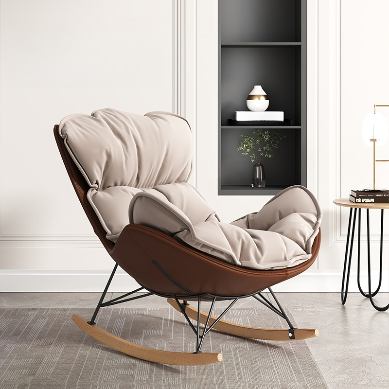 Stationary Rocking Chair with Flared Arm and Rear Support - image 6