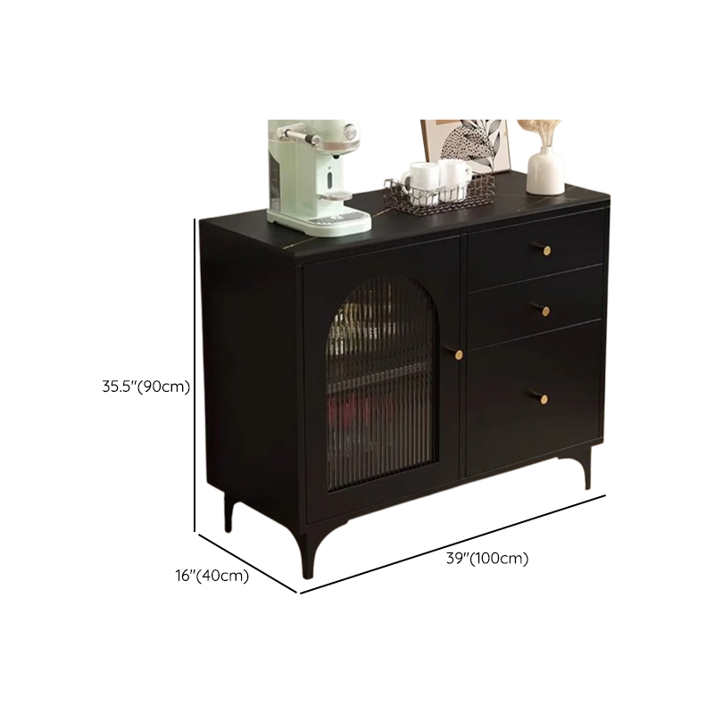 Narrow/Standard Coal Sideboard in Wood with Hutch, Glass Doors and Flexible Shelf in a Modern Style, 3 Drawers Included/Not Included - image 9