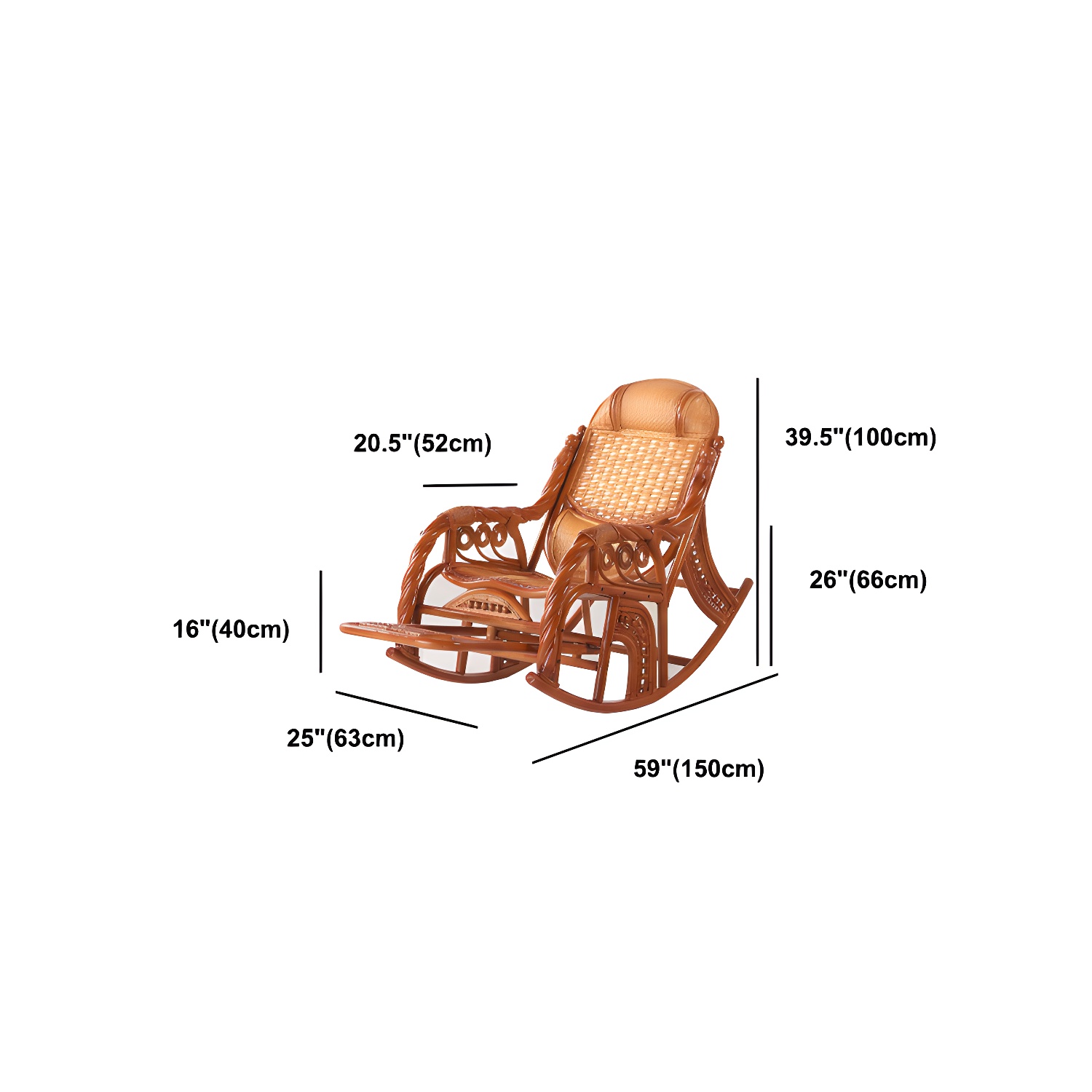 Traditional Spindle Rocking Accent Chair Tobacco Finish Rocker Chair Reclining - image 26