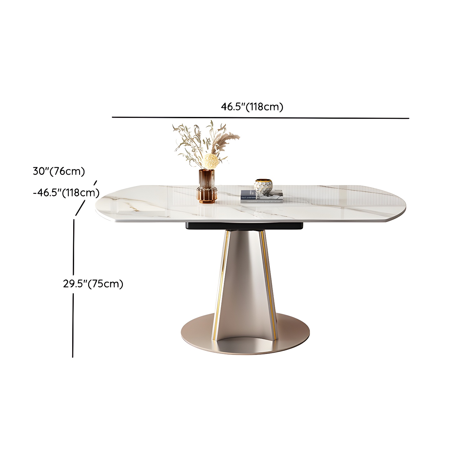Glam Round Dining Set with Gold Pedestal Base and Self-Storing Leaf - Extension Feature - image 8