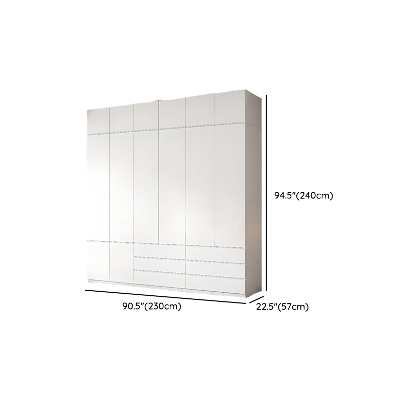 White Contemporary Alloy Cabinet Armoire with 3/6/9 Drawers, Flexible Shelf, and Hanging Rod - image 46