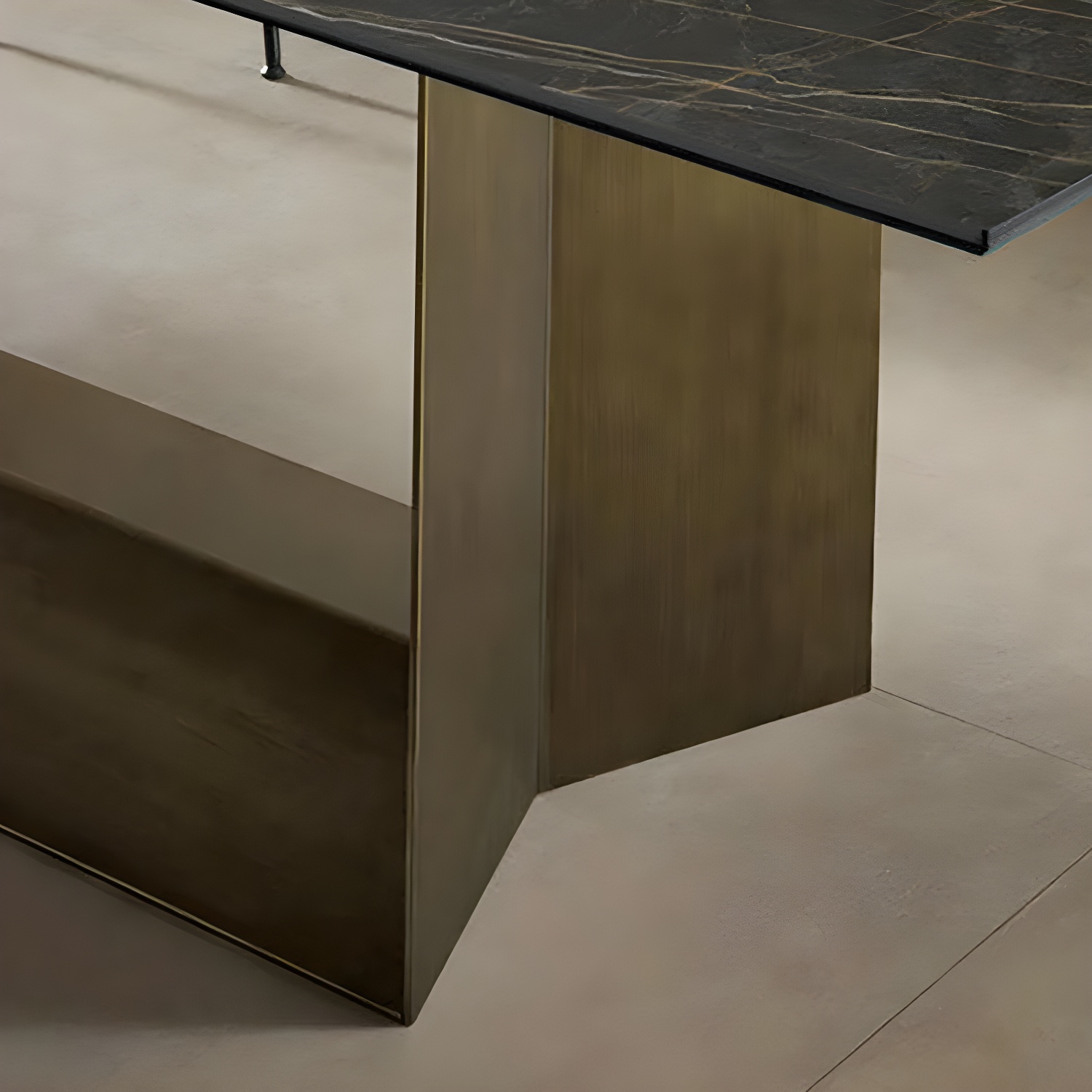 Rectangle Stone and Metal Dining table Modern Trestle Base Dining Table - image 8