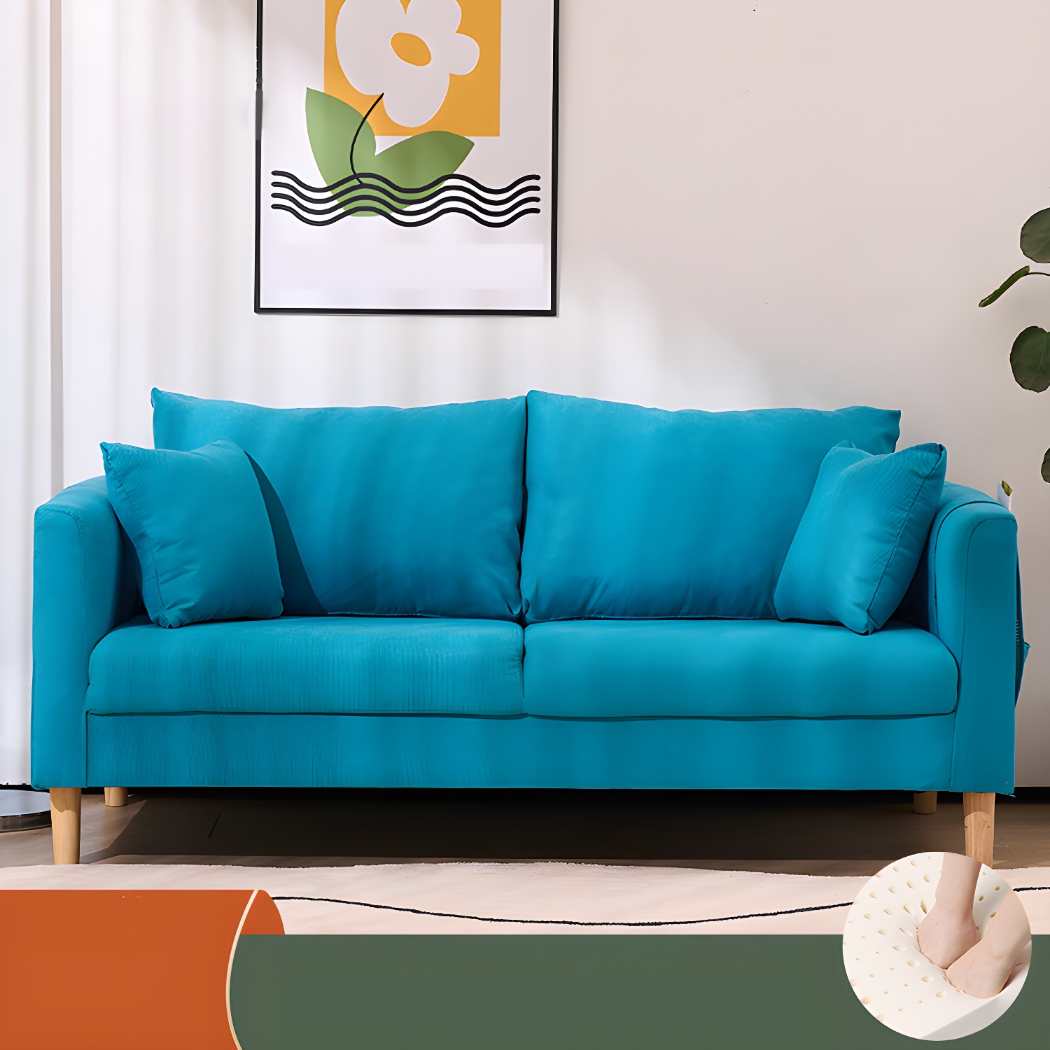 21.25" High Sofa with 2 Pillows Velvet Tuxedo Arm Sofa with Storage - image 3