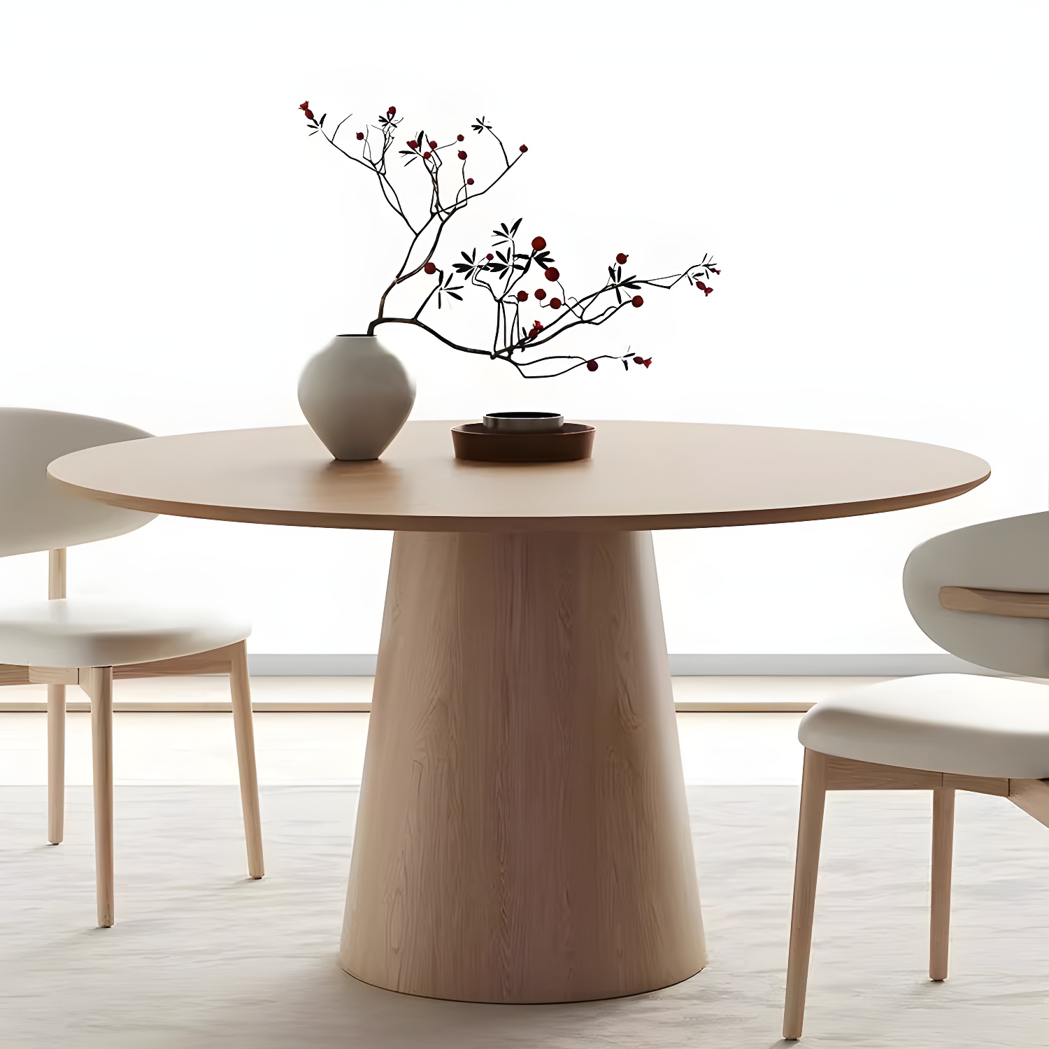 Solid Wood Round Top Dining Table Set with Cushioned Chair for Home - image 6