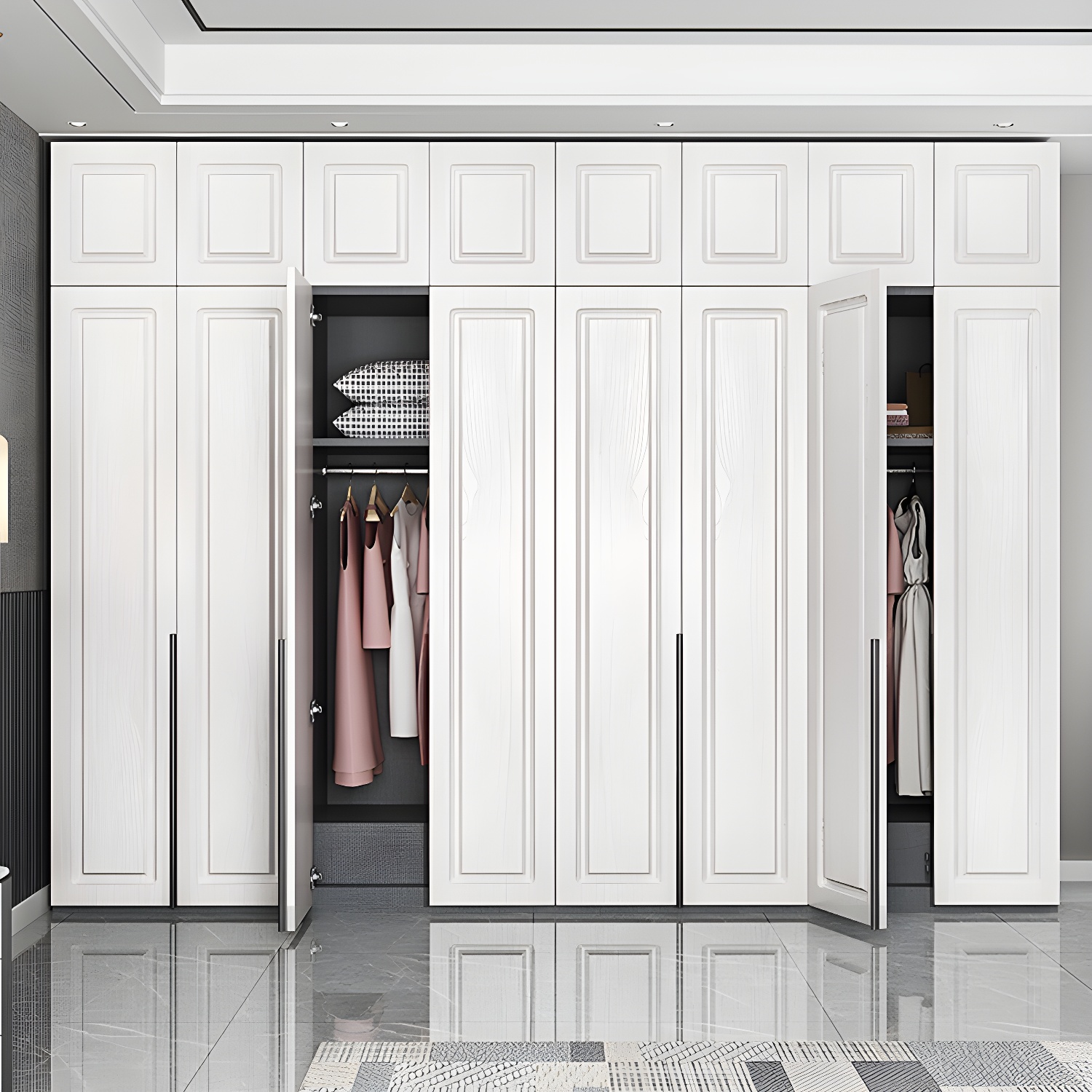 Modern Style Wooden Wardrobe Soft Close Door Wardrobe Closet with Drawer - image 4