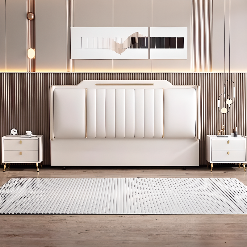 Modish Timber Framed Sponge Filling King(76"W x 80"L)/Queen(60"W x 80"L)/Full(54"W x 75"L) Standard（36-55“） Stepped No Distressing Wingback Headboard - image 9