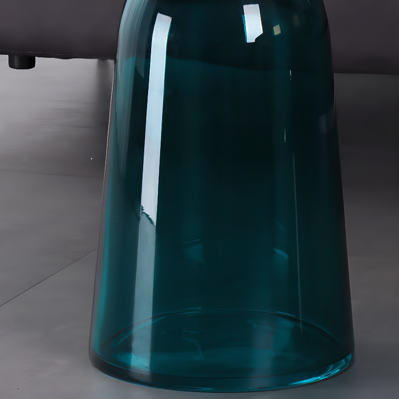 Simplistic Single Side Table with Hardened Glass and Plinth Base, Rounded Top - image 11