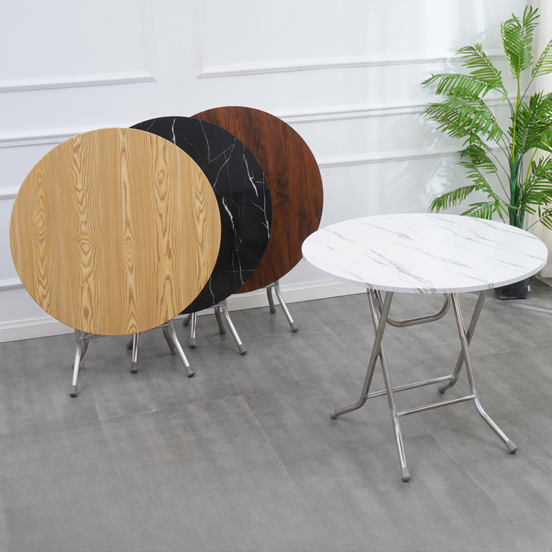 Art Deco Sepia/Natural Color/Cream Rounded Dining Table with Timber Top, Portable and Collapsible for 2 People - image 7