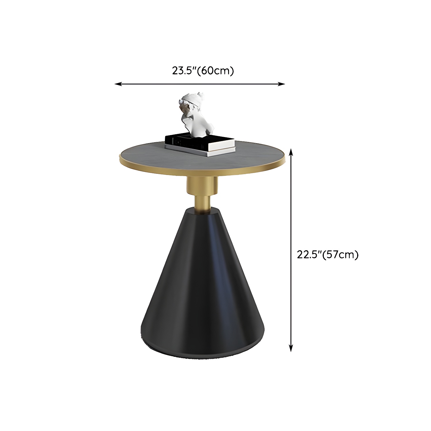 Round Stone Glam Coffee Table with Pedestal Iron Base and Built-in Storage - image 18