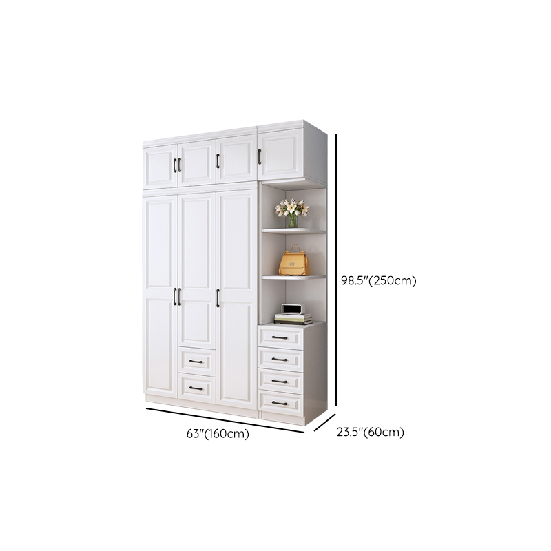 Modern White Wood Wardrobe Armoire with Soft-Close Drawers and Clothing Rod - image 25