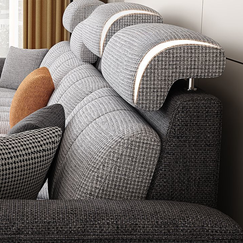 Straight Scratch-repellent Sofa with Side Pocket and Horizontal Flared Arm, Includes 1 Ottoman - image 8