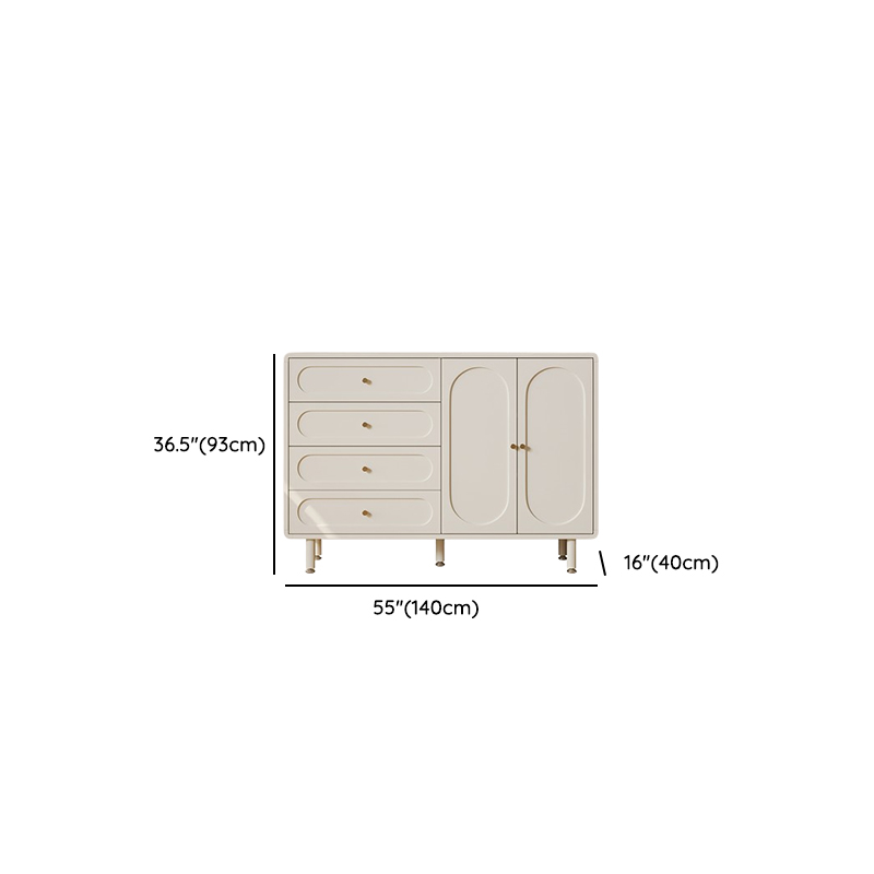 Chalk Casual Particle Board Wood Console Dresser with 5/4 Drawers, Hutch, 3 Interior Shelves, Horizontal - image 9