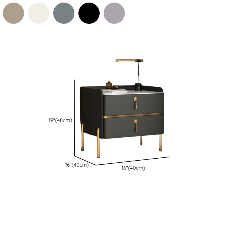 Stylish/Art Deco Drawer Storage Nightstand with 2 Drawers, Stone Countertop, and Leg - image 12