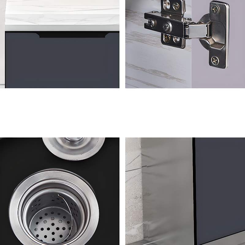 Grey Simple Sideboard with Standard/Narrow Size, 1 Shelf, Sintered Stone Countertop, and Multiple Doors Larder Storage - image 4