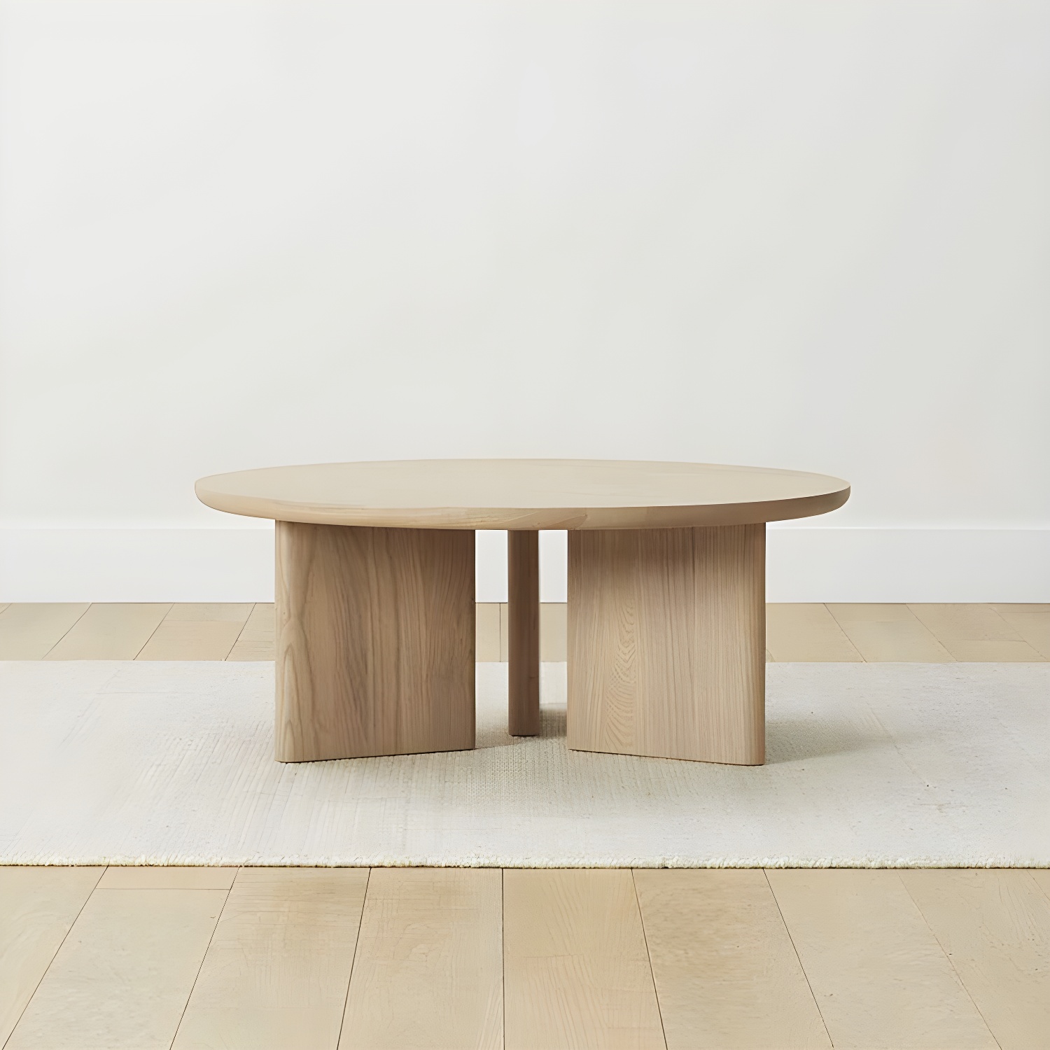 Contemporary Solid Wood Coffee Table Round Abstract Coffee Cocktail Table