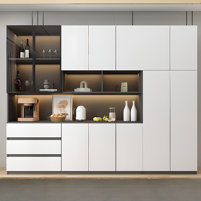 Two Toned Unclosed & Self-supporting Wide Sideboard with 2 Shelves & Benchtop - image 11