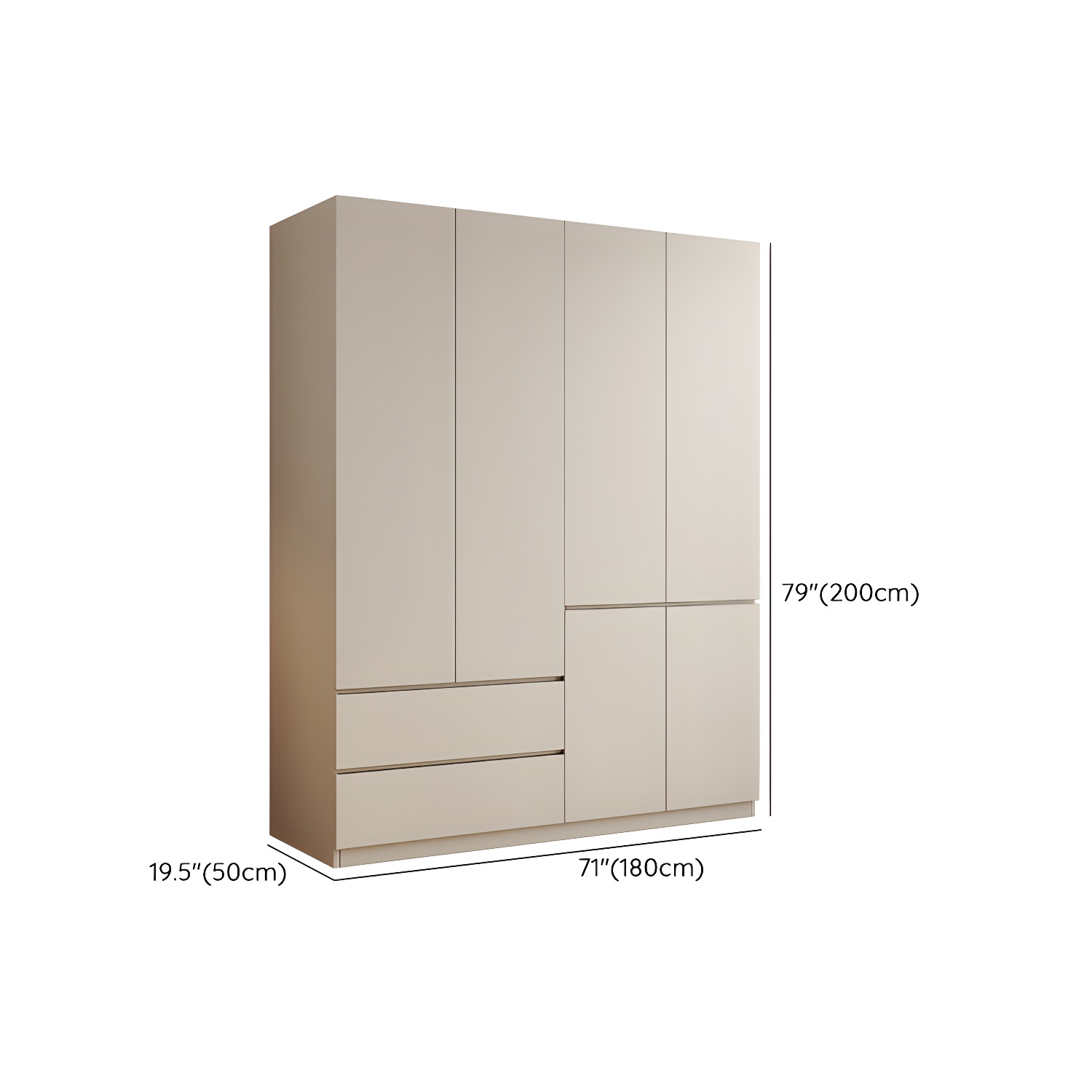 Beige Solid Wood Wardrobe Armoire with Clothing Rod & Shelves - image 14