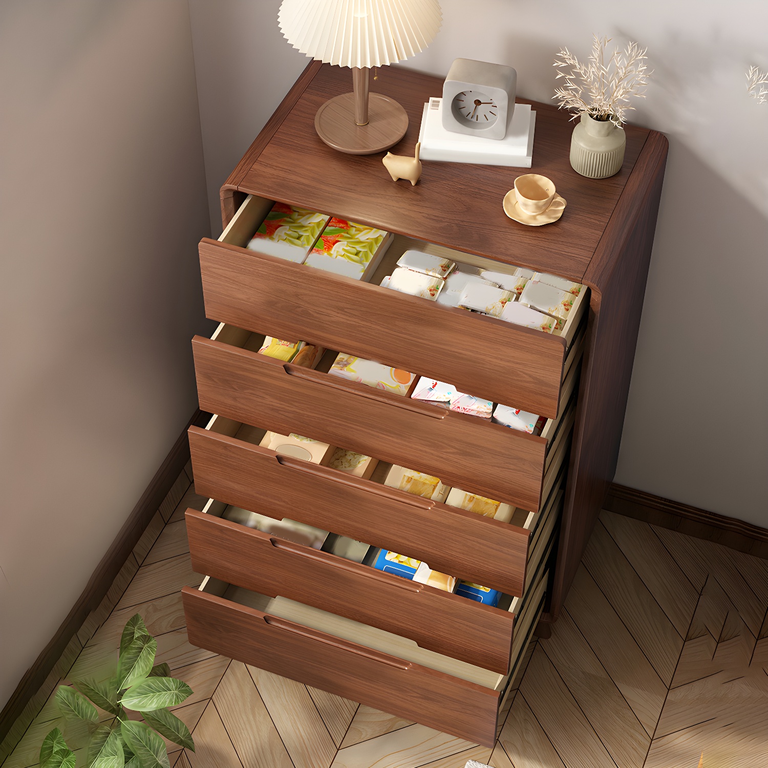 Modern Solid Wood Dresser with Narrow Profile and Drawers in Natural Finish - image 8