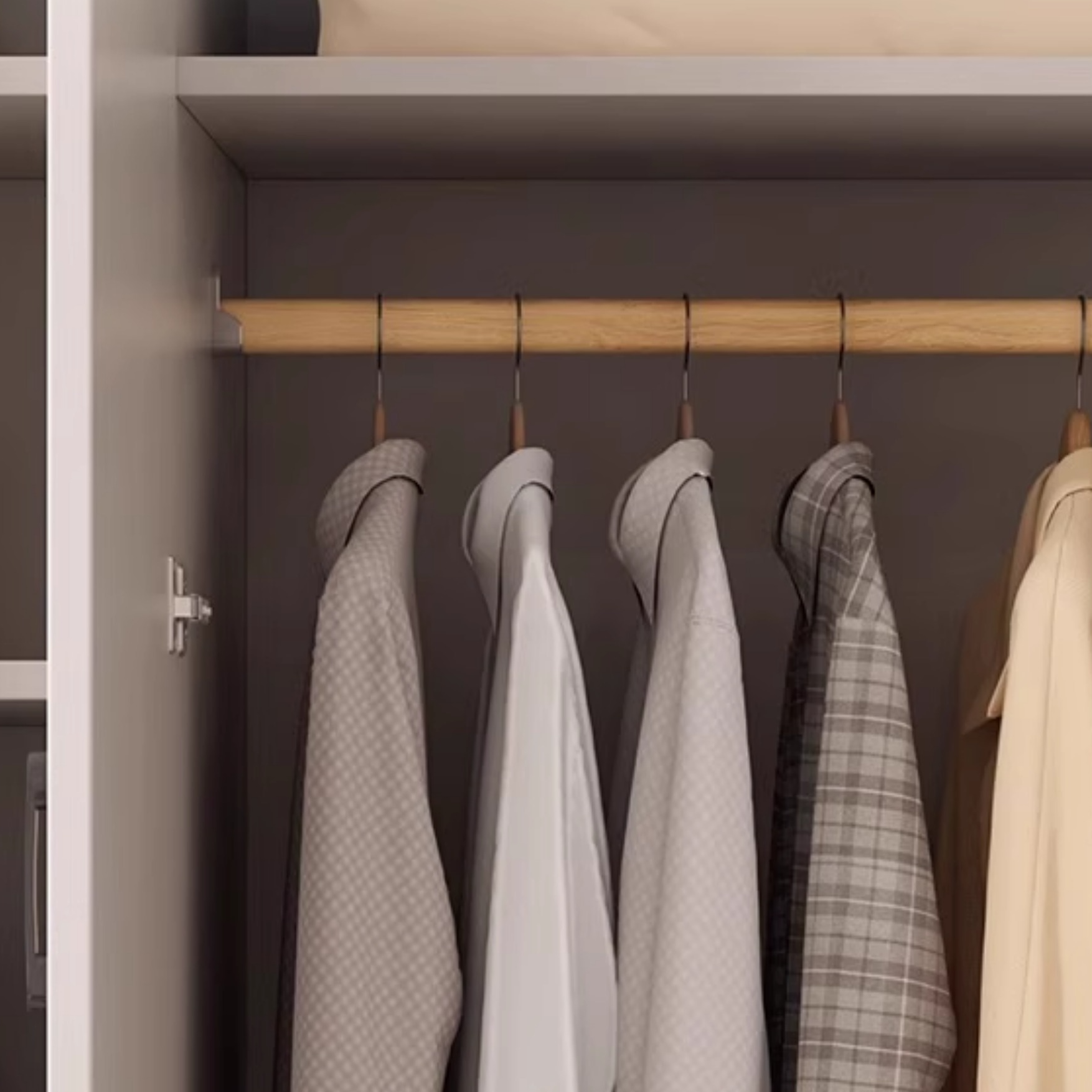 Chalk Modish Manufactured Wood Wardrobe Closet with Soft Close Drawer, Soft Close Door, Interior Shelves, and Clothing Rod - image 3