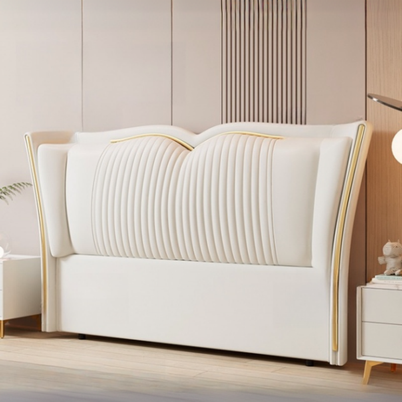 Modern Simple Style Wingback Headboard in Natural Wood for King/Queen/Full Bed with No Distressing, Sponge Upholstery, Free-standing Standard Height - image 7