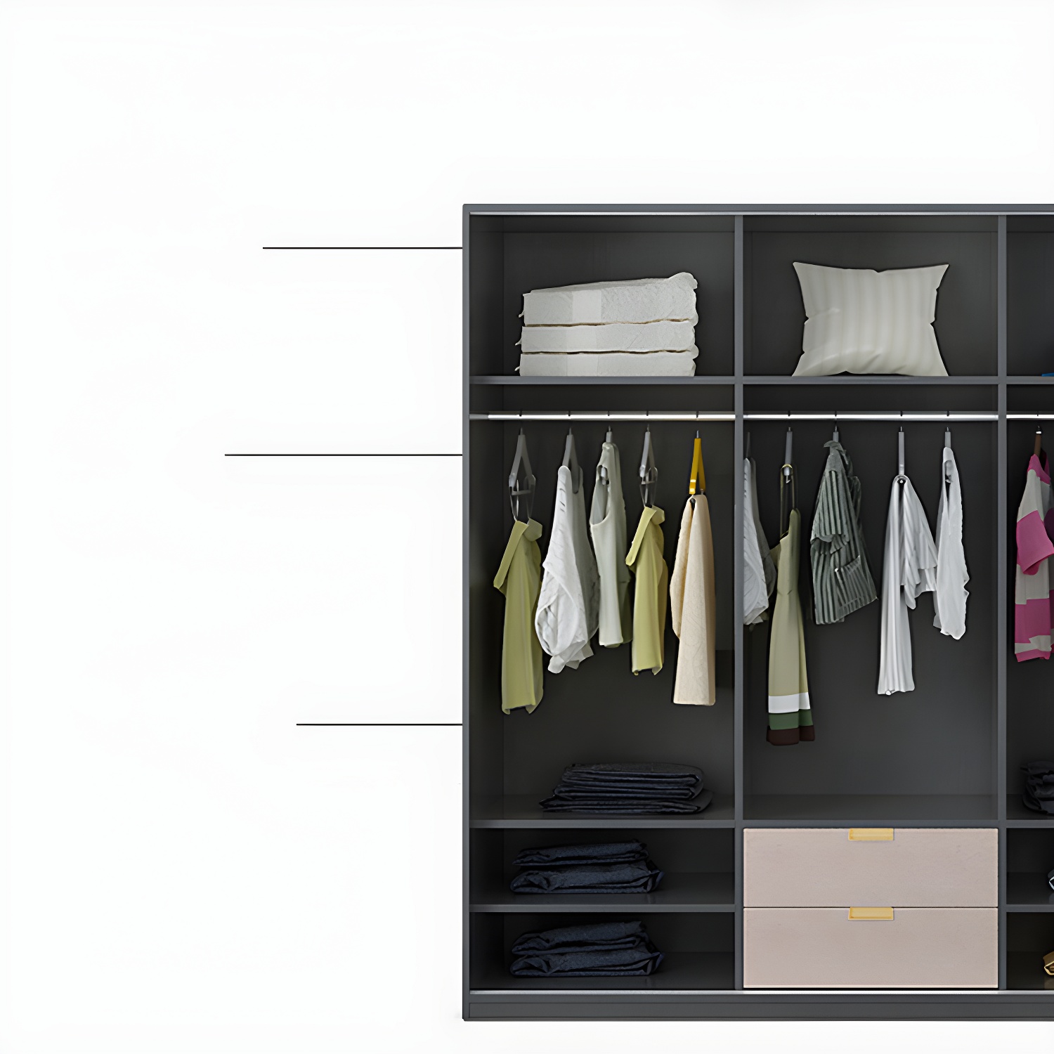 Black Wardrobe Cabinet Contemporary Glass Wardrobe Armoire for Home - image 9
