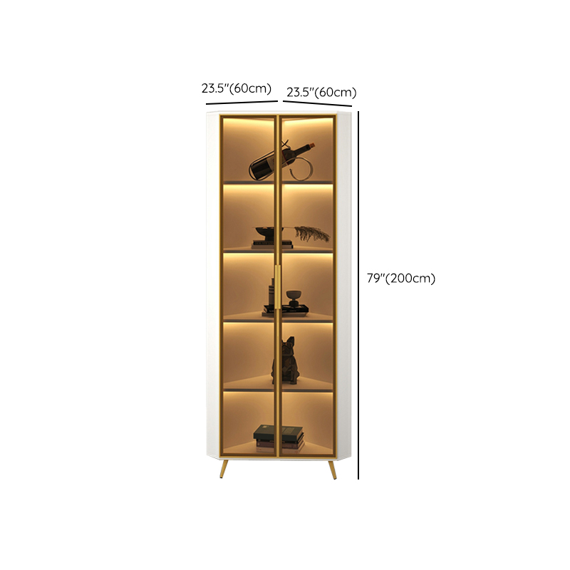 Golden Metal Corner Accent Cabinet with Glass Doors & Lighting Included - image 15