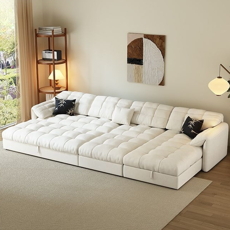L-Shape/Straight White Sofa/Sofa Recliner with Under-seat Storage and Left/Horizontal Orientation - image 4