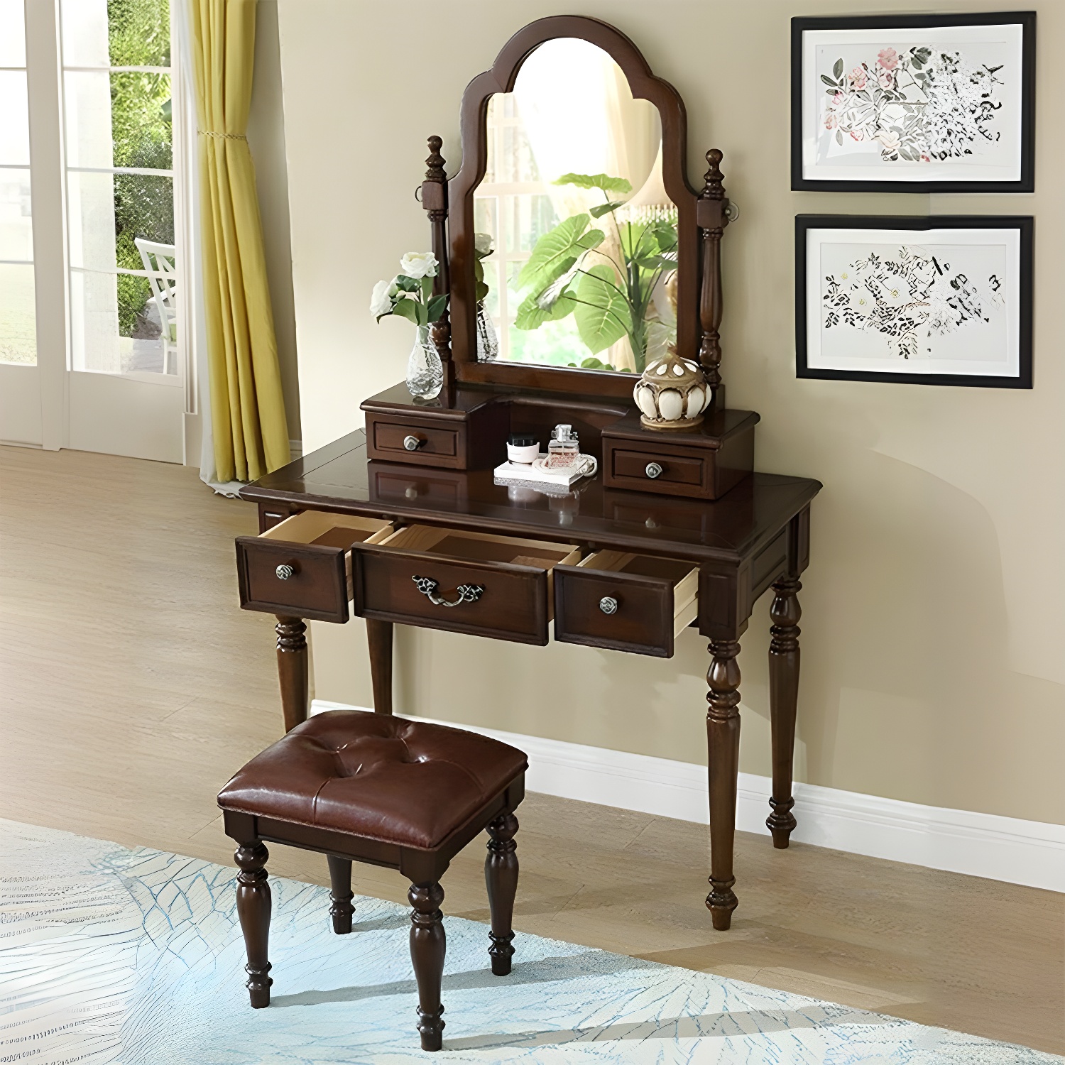 Old School Auburn Sleeping Quarters Rubberwood Push-Pull Tabletop Storage
