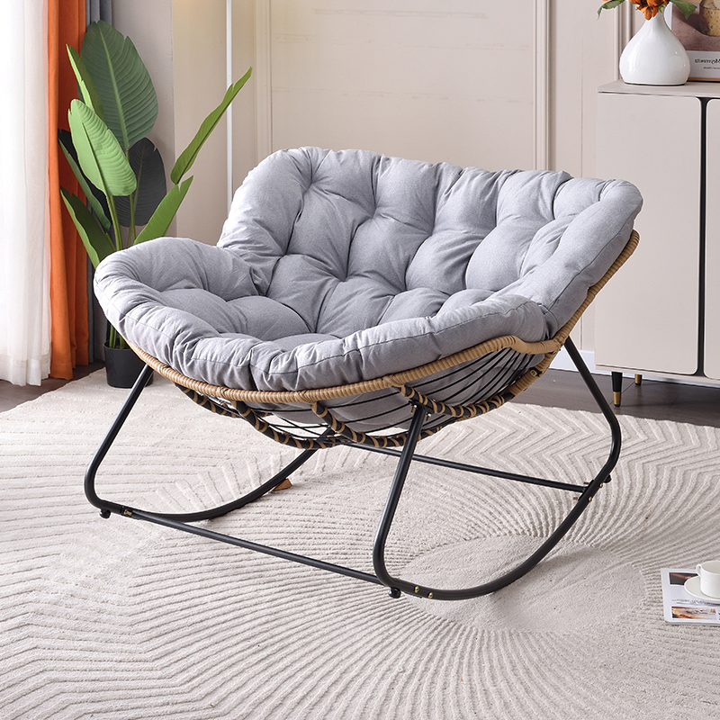 Modern Simple Style Alloy Rocking Chair Couch with Scratch-defiant Cushioned Upholstery