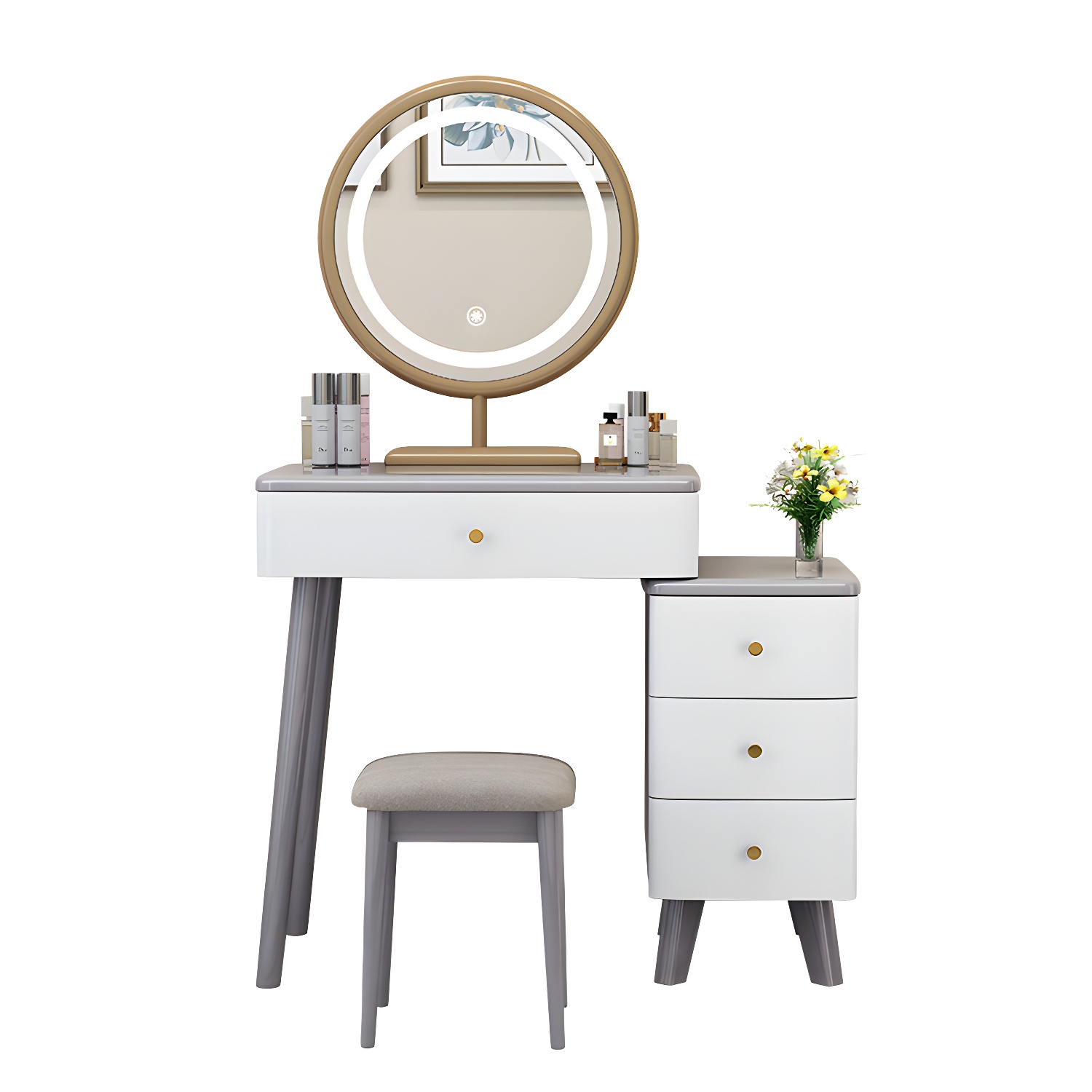 Solid Wood Makeup Vanity Desk Modern Makeup Vanity Desk Table with 4 Drawers - image 7