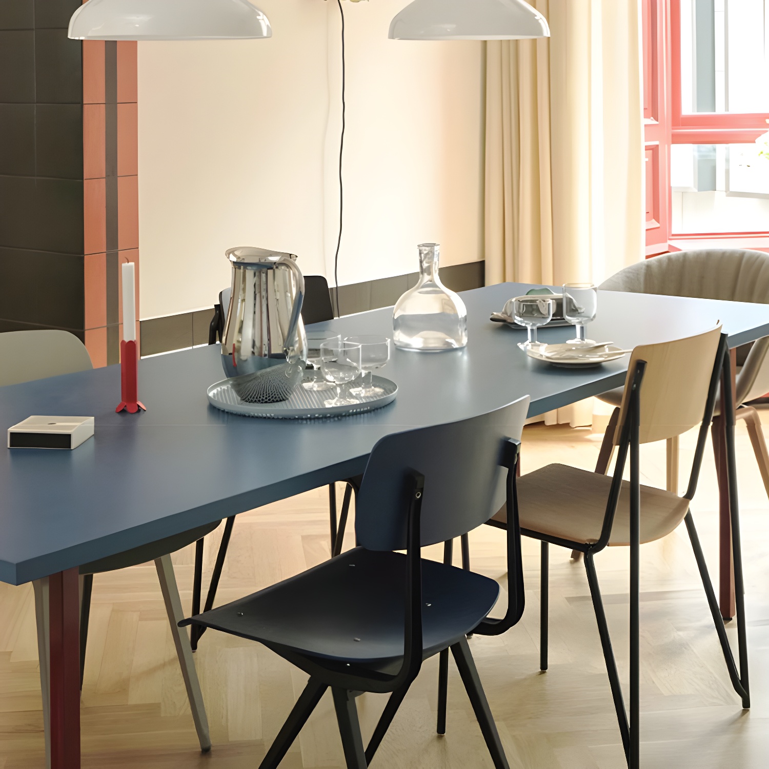 Scandinavian Wooden Rectangular Dining Table with Standard Height Legs - image 5
