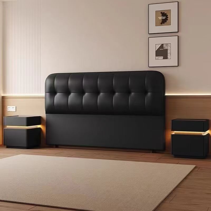 Modern Simple Style Panel Headboard with No Distressing, Piled Tufted Rectangle Design for California King/King/Queen Bed, Featuring Sponge Upholstery and Standard Height