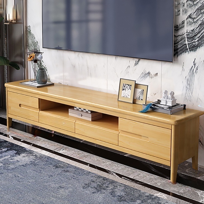 Scandinavian TV Stand with Low Height & Wood Material & 2 Drawers