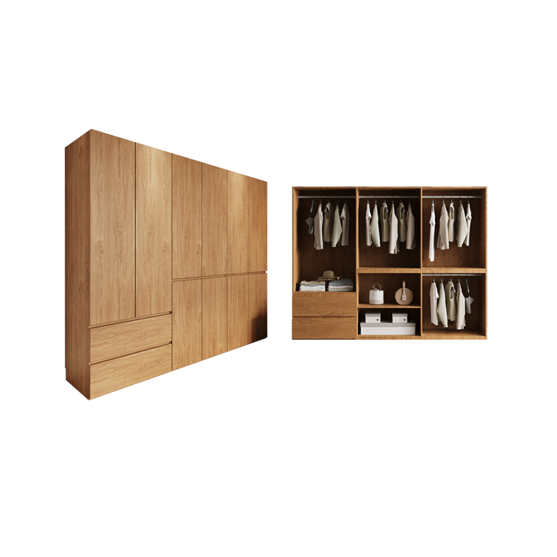 Wood Grain Minimalist Laminate Wardrobe Closet with Soft Close Drawer, Soft Close Door, Interior Shelves, and Clothing Rod - image 6