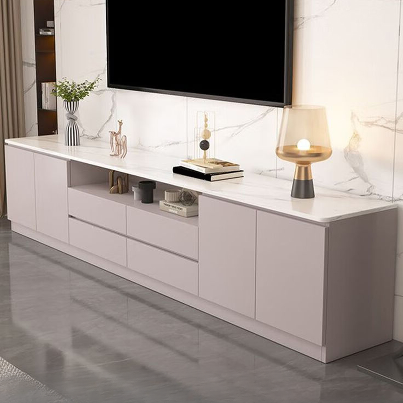 Sleek Vitreous Rectangular TV Stand with Door - image 4