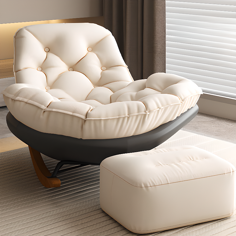 Stationary Upholstered Rocking Chair with Cushioned Rear in a Scandinavian Style, Footstool Included/Not Included - image 24