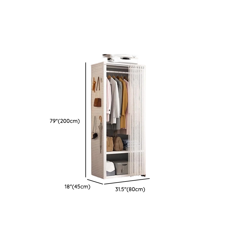 Chalk Modish Alloy Wardrobe Closet with Interior Shelves and Clothing Rod - image 15