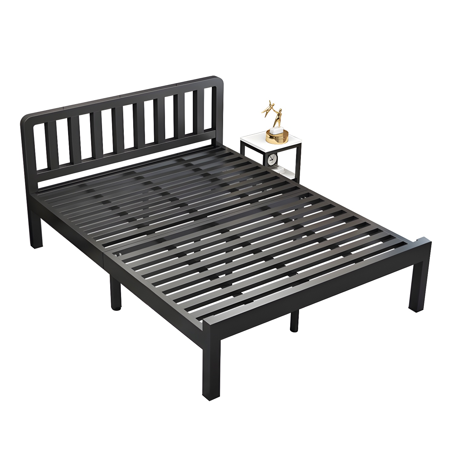 Contemporary Metal Bed Frame Solid Color Slat Bed with Custom Gold Legs - image 11