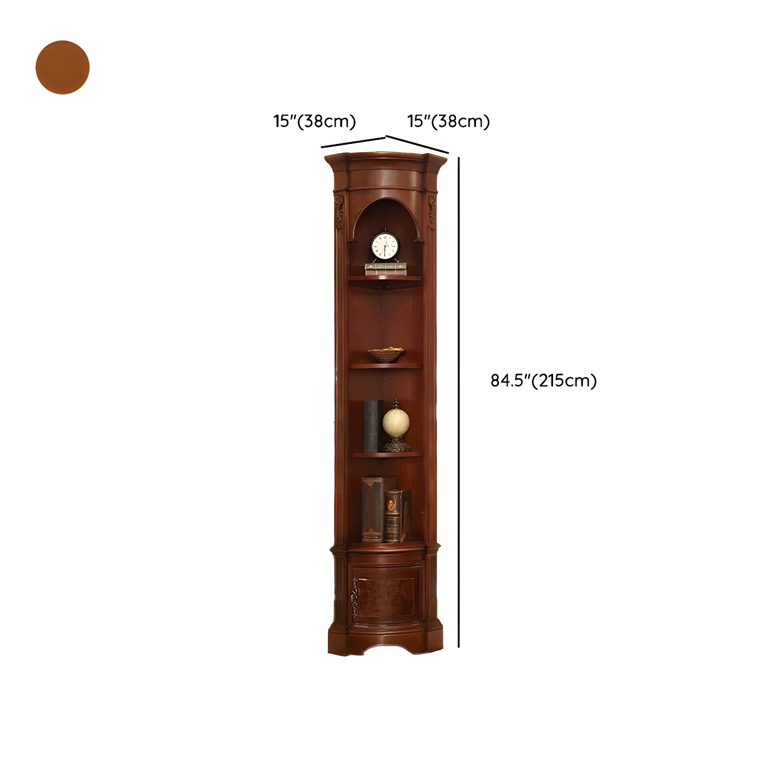 Corner Mid-Century Modern Accent Cabinet with Wood Countertop and Glass Doors - image 17