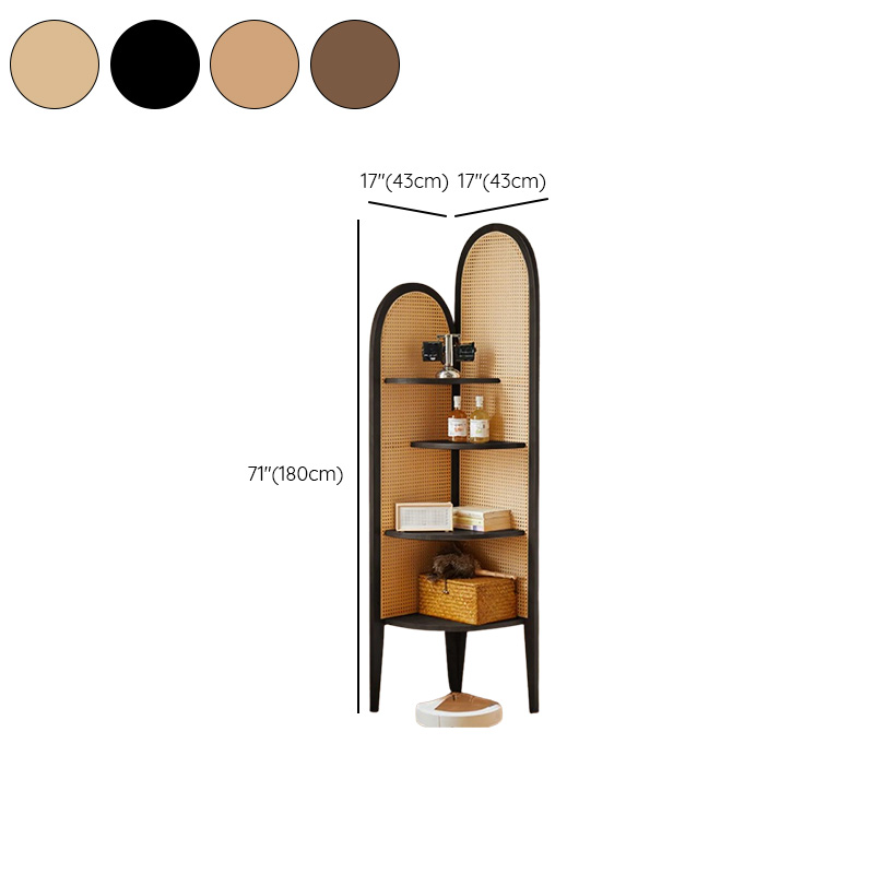 Modern Corner Unattached Accent Chest with 4 Exterior Shelves and Rubberwood Countertop in Black/Brown/Wood Grain - image 15