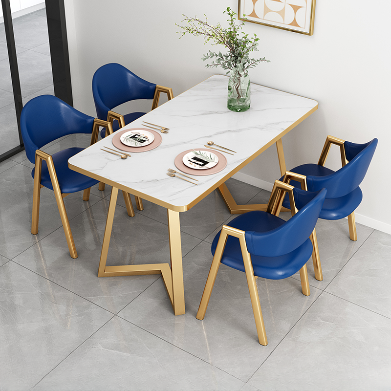 Glamorous Stone Top Sleigh Base Dining Table Set - image 6